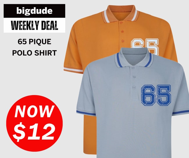 Bigdude weekly deal - 65 chest print polo shirt now $12